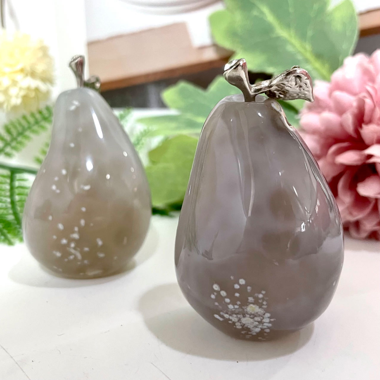 Pear Druzy Natural Raw Geode Healing Stone Agate Stochastic 2PCS From IG Crystal