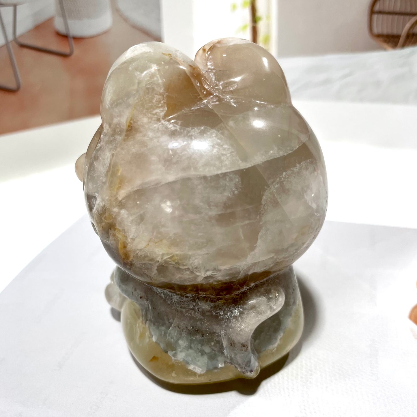 1 Count Fluorite Garfield Crystal Carving Natural Stone Gem Mining Chakra Balancing Reiki Healing Crystal Mystery Crystal Display Crystal Shopping Online Home Office Decor From IG Crystal