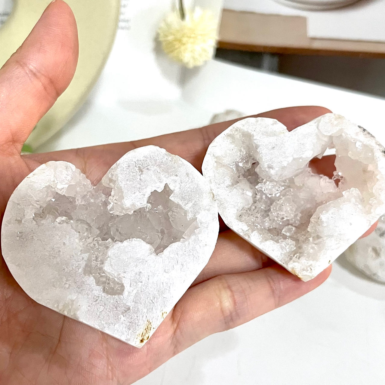 Heart Shape Morocco Agate Geode Healing Crystal Home Decor From IG Crystal
