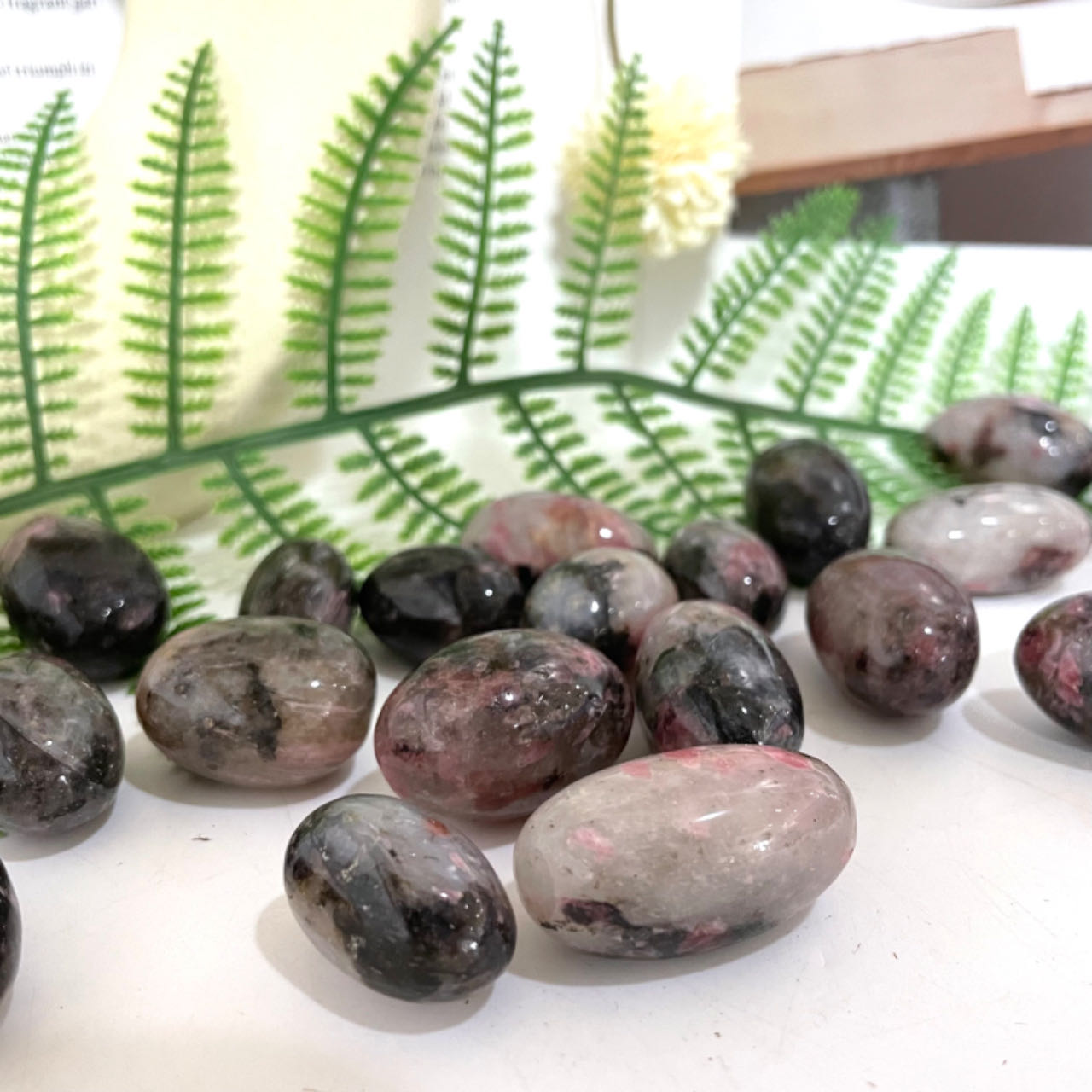 25~30PCS Pink Black Rhodonite Oblong Shape Natural Stone Crystal Healing Power Energy Gifts From IG Crystal