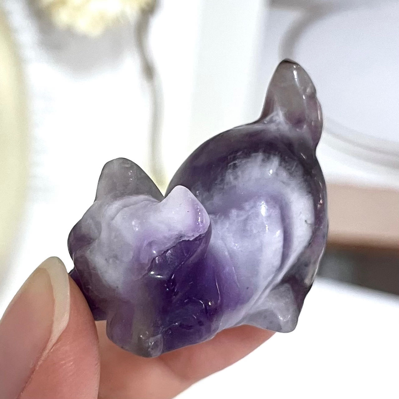 6PCS Different Maerail Small Cat Cute Cat Crystal Rose Quartz Clear Quartz Kiwi Jasper Sodalite Amethyst Opalite Unakite Healing Crystal From IG Crystal