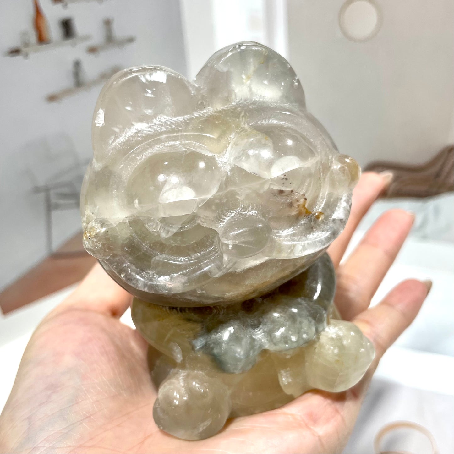 1 Count Fluorite Garfield Crystal Carving Natural Stone Gem Mining Chakra Balancing Reiki Healing Crystal Mystery Crystal Display Crystal Shopping Online Home Office Decor From IG Crystal