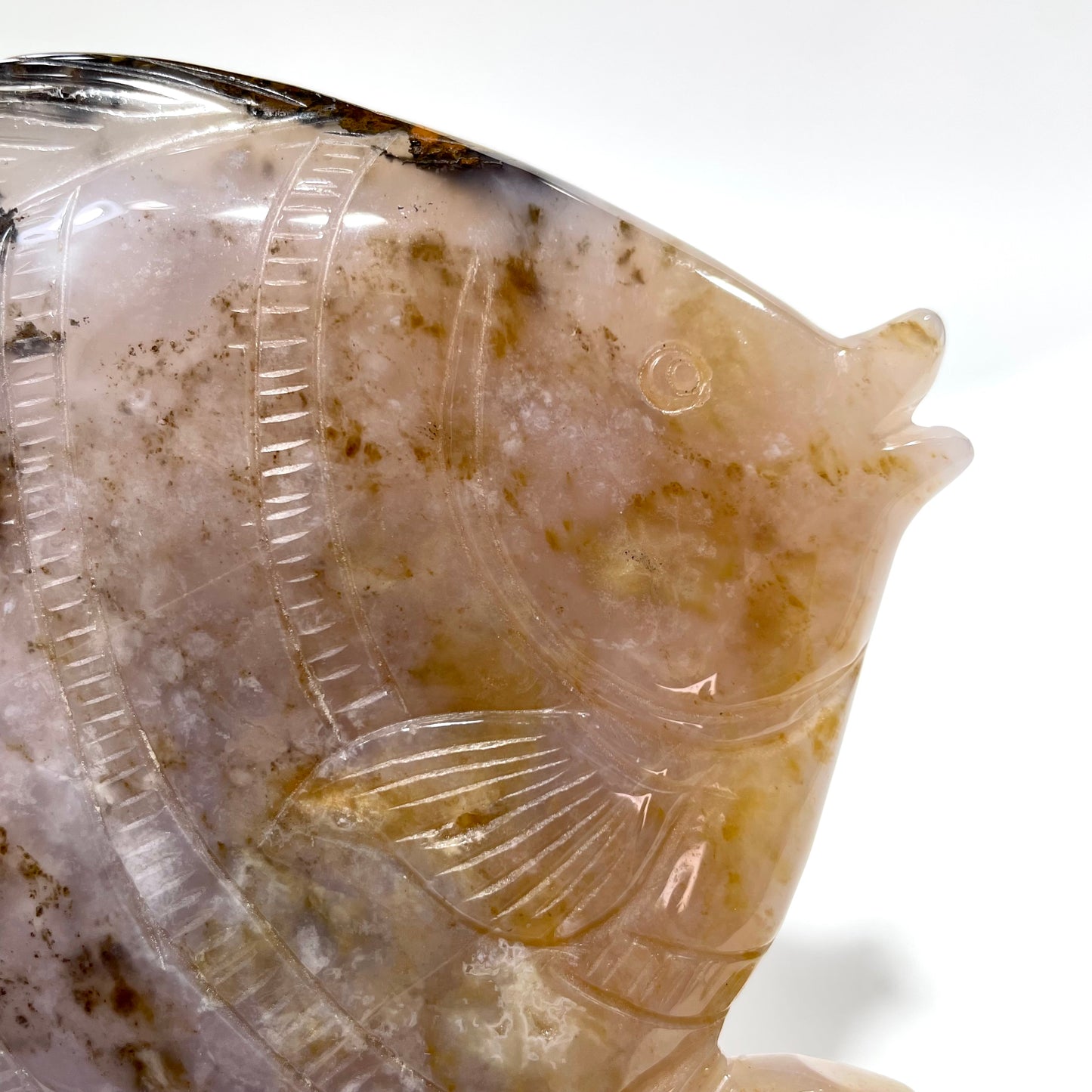 1 Count Chalcedony Fish Crystal Carving Healing Stones Natural Stone Chakra Balancing Reiki Home Office Decor From IG Crystal