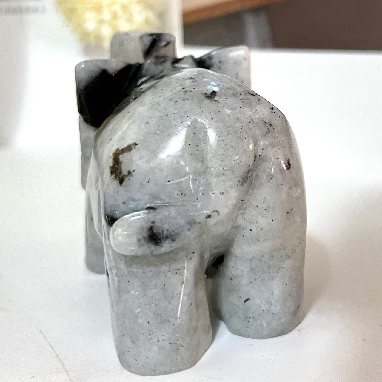 1 Count Dark Spot Moonstone Elephant Crystal Reiki Crytsal Healing Home Decor From IG Crystal