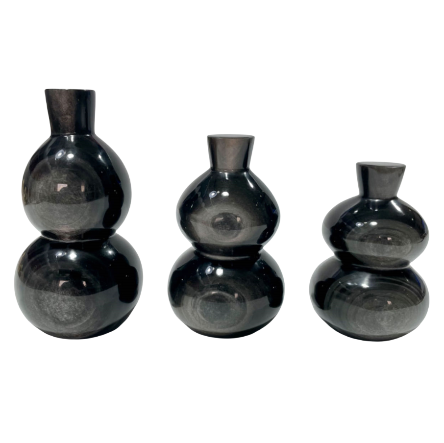 1 Count Silver Obsidian Gourd Calabash Crystal Carving Healing Crystal Gem Reiki Healing Home Decor Crystal Jewelry Shop Pretty Crystals From IG Crystal