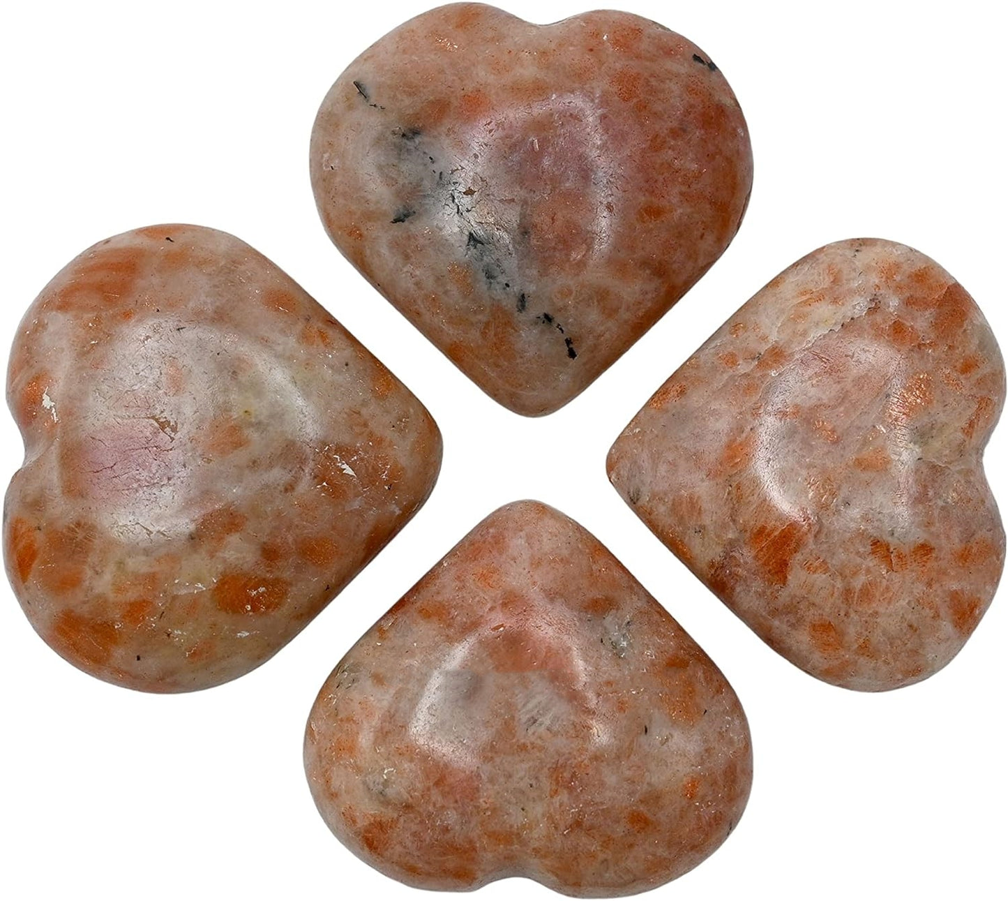5~6PCS Heart Shape Sunstone Crystal About 300G Healing Crystals Stones Pocket Meditation Palm Worry Gemstone From IG Crystal