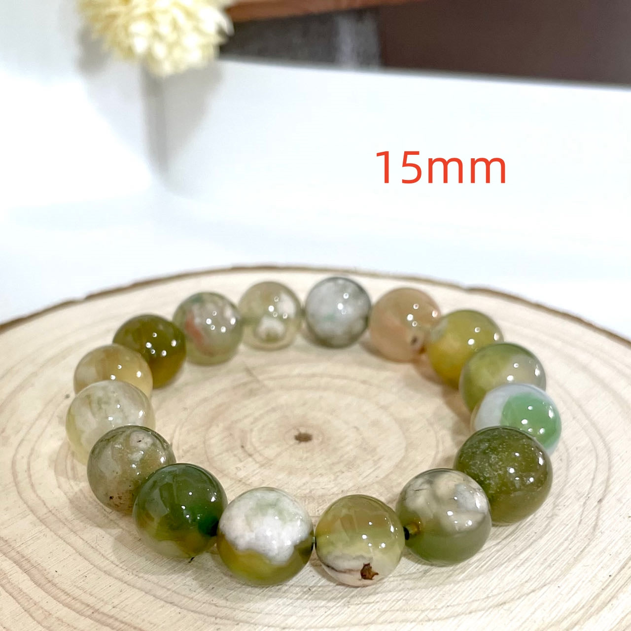 Green Flower Agate Bracelet 6~15mm Energy Healing Crystals Jewelry for Women DIY Bracelet From IG Crystal