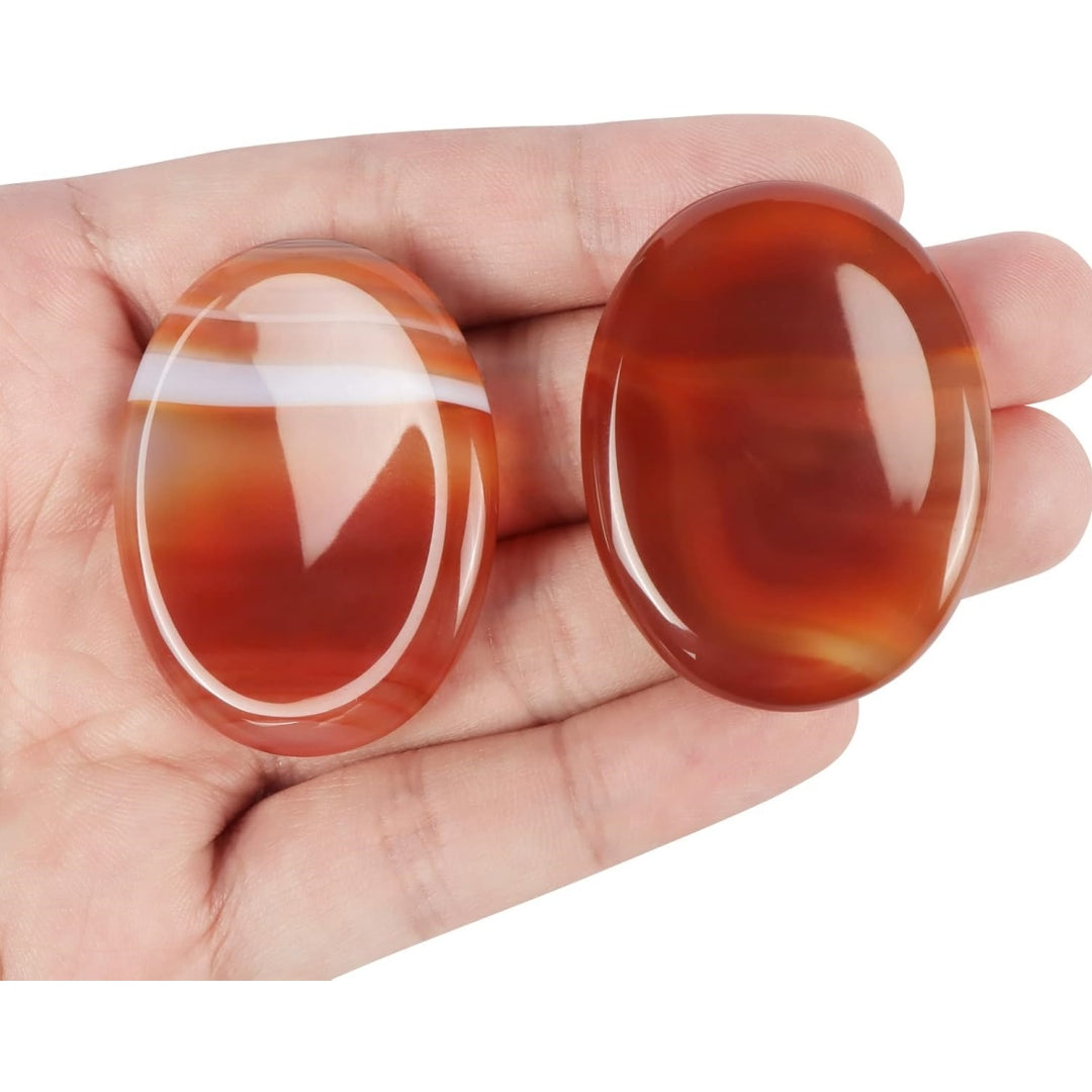 IG Crystal Thumb Worry Stones for Anxiety Healing Crystals Sets 8 Counts Red Carnelian Agate Hand Carved Gemstone Pocket Palm Stone Meditation Reiki Chakra