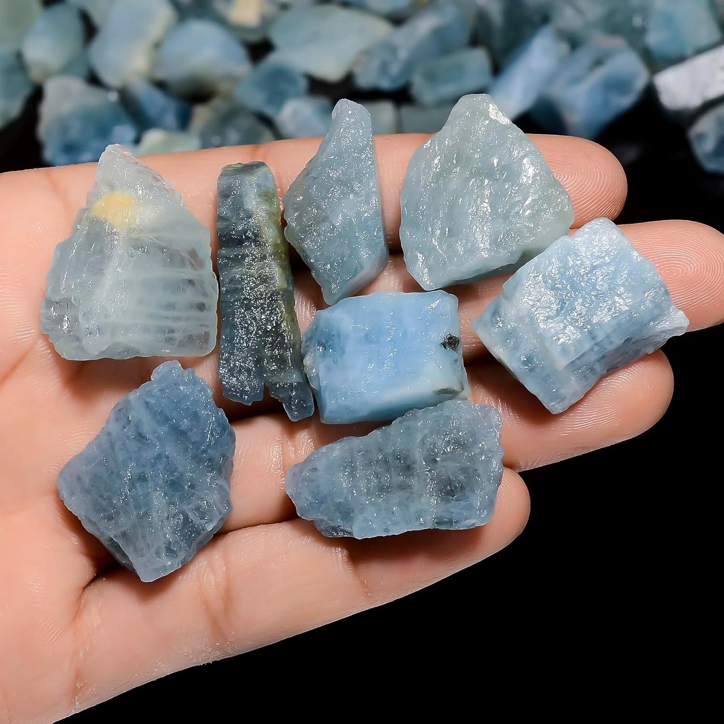 2~4 Counts 100g Natural Aquamarine Chunks Raw Rough Stone For Cabochon Reiki Crytsal Healing Home decor Jewelry Card Natural Crystals Healing Stones Crystal Jewelry Shop Pretty Crystals From IG Crystal