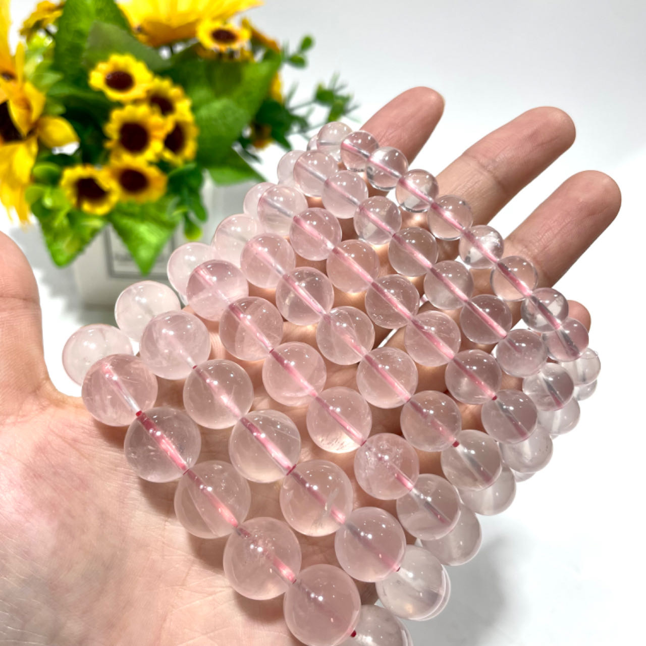 High Quality Rose Quartz Bracelet 9~15mm Energy Healing Crystals Jewelry for Women DIY Bracelet From IG Crystal