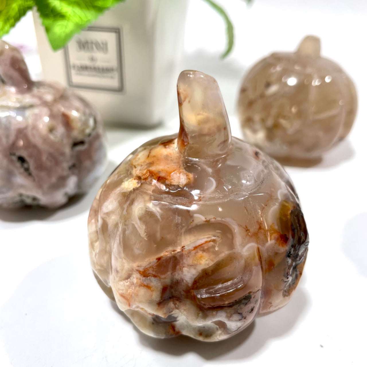 Halloween Pumpkin 1 Count Pink Flower Agate Pumpkin Crystal Healing Crystal Gem Reiki Healing Home Decor Crystal Jewelry Shop Pretty Crystals From IG Crystal