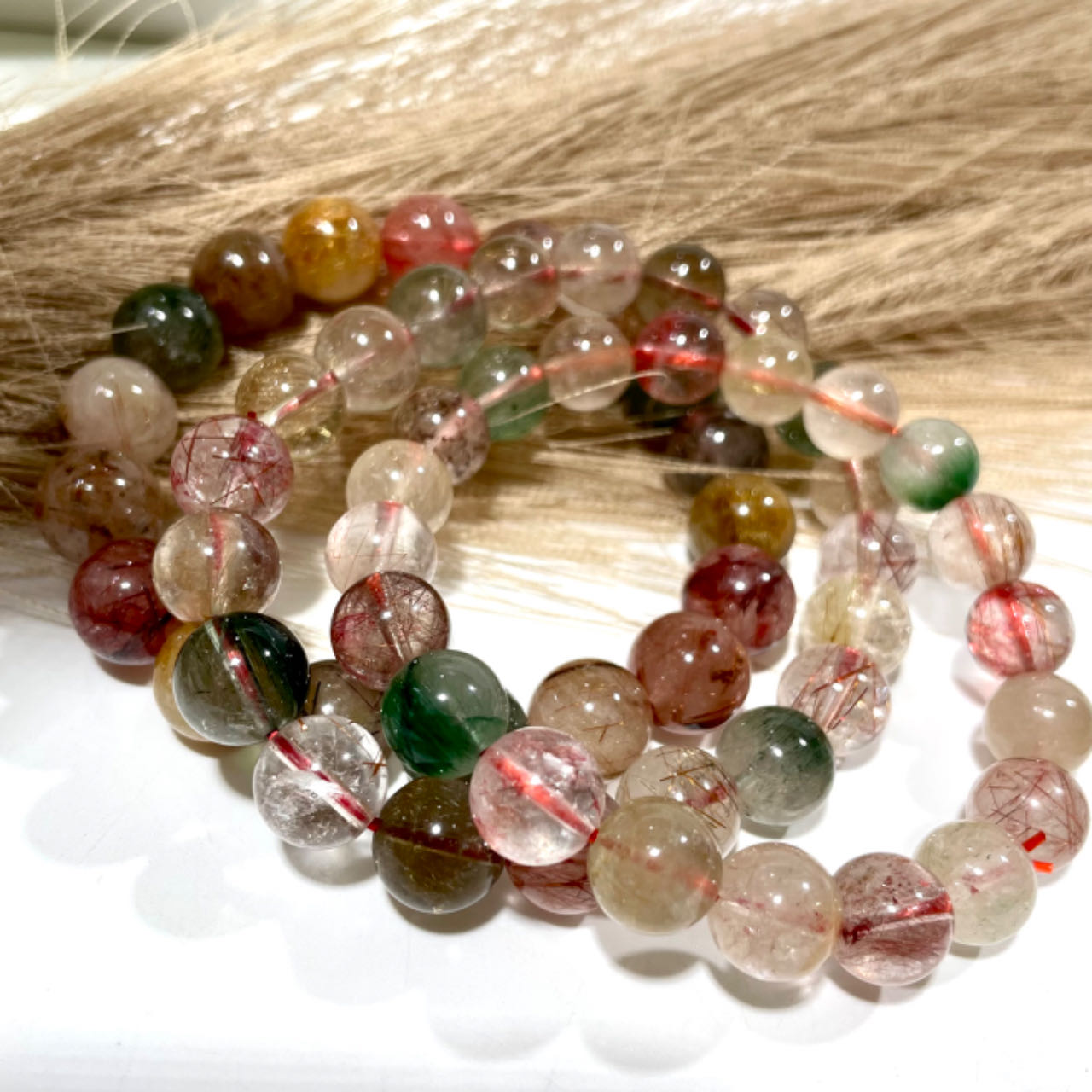 Rabbit Hair Crystal Bracelet 8~12mm Energy Healing Crystals Jewelry for Women DIY Bracelet From IG Crystal