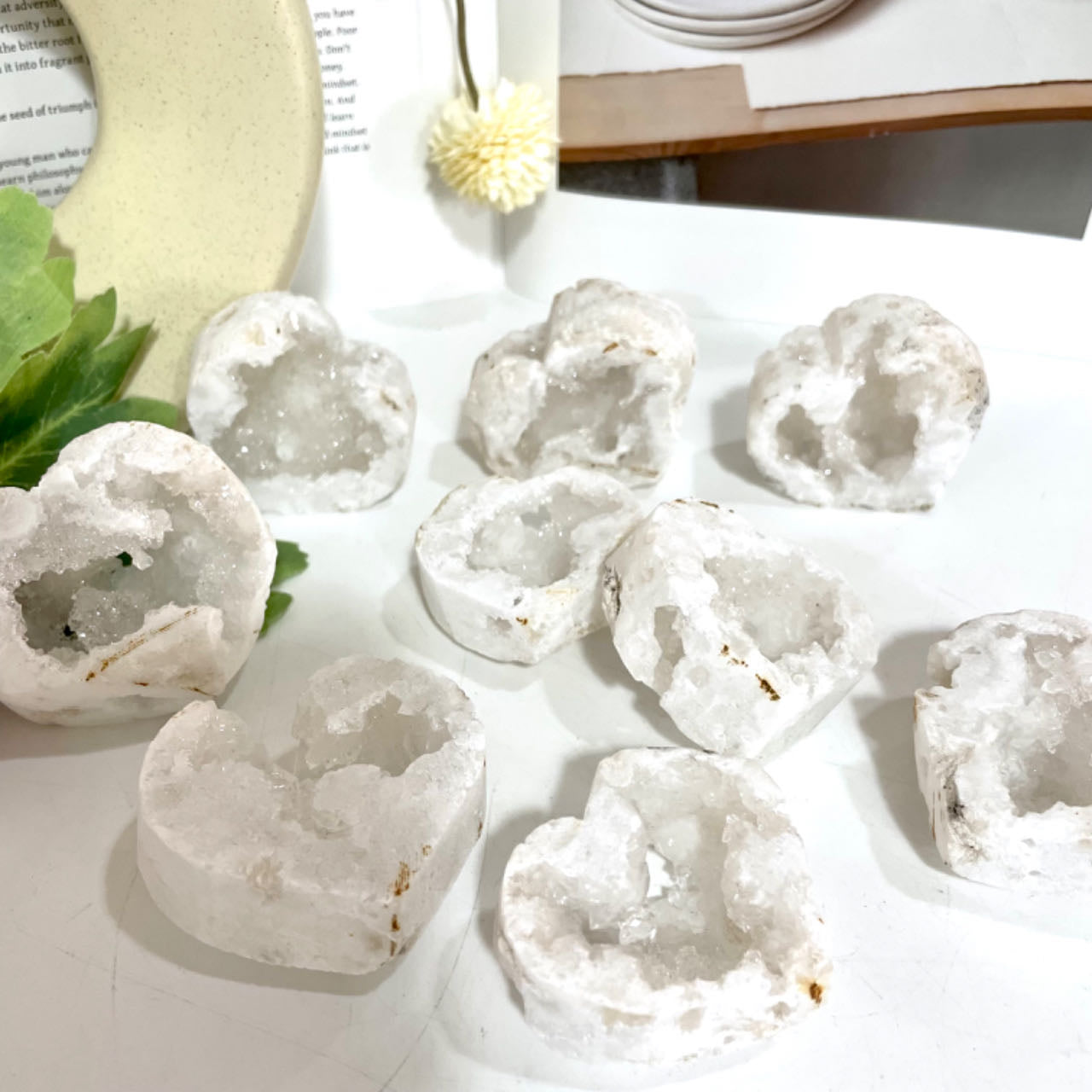 Heart Shape Morocco Agate Geode Healing Crystal Home Decor From IG Crystal