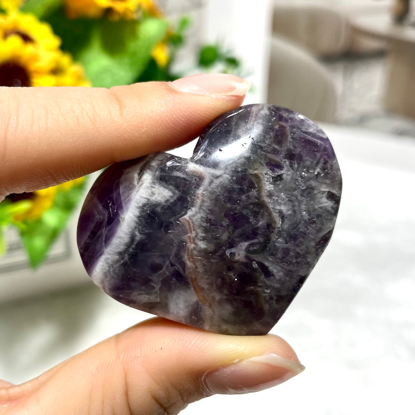 7~9 Counts 500g Amethyst Heart Stone Big Heart Shape Puff Stones Set Pocket Crystal Healing Tumble Collection Palm Worry Stone Good Luck Charm Meditation Gift Craft Home Decor From IG Crystal