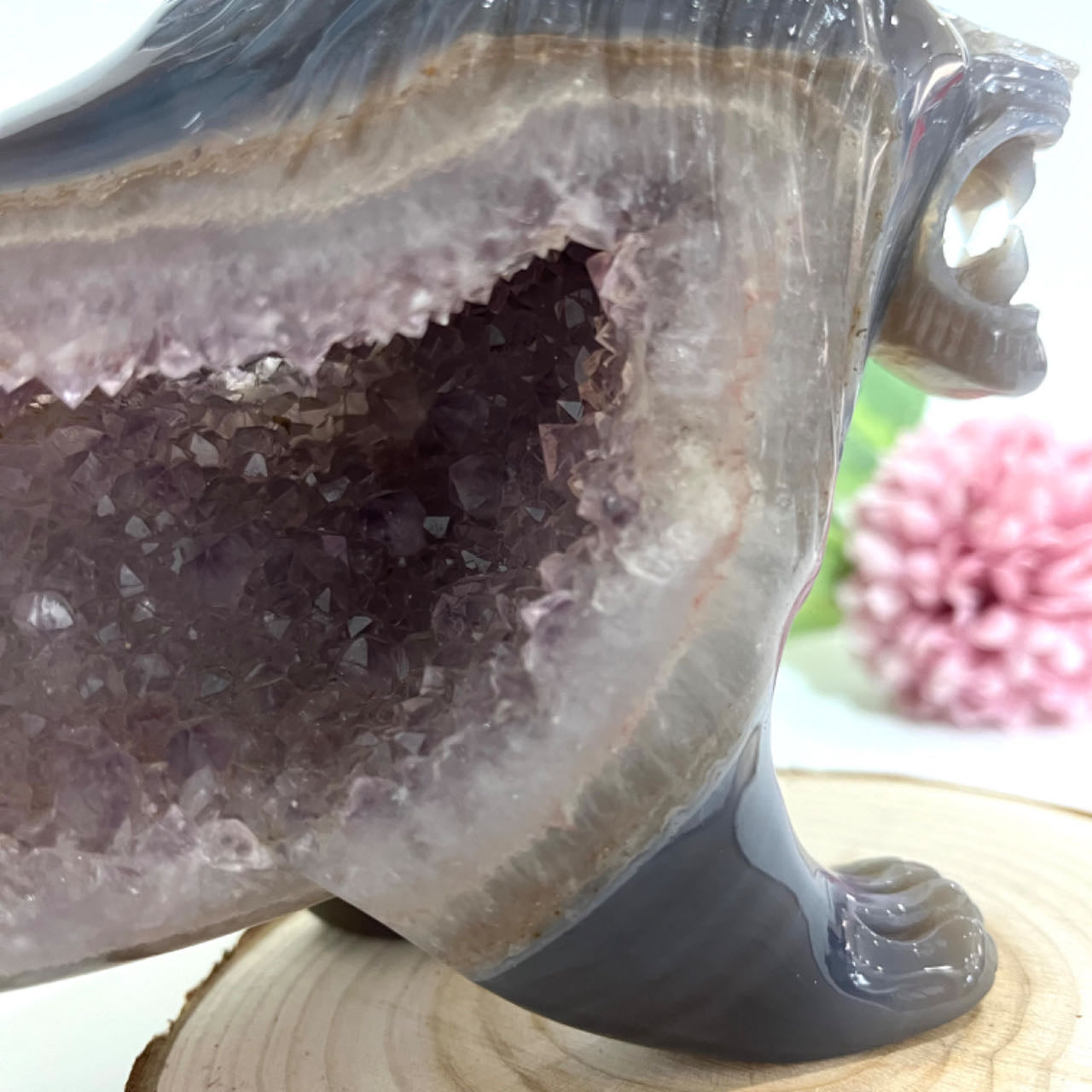 High Quality Hand-Carved Natural Crystal Lion Statue Amethyst From IG Crystal