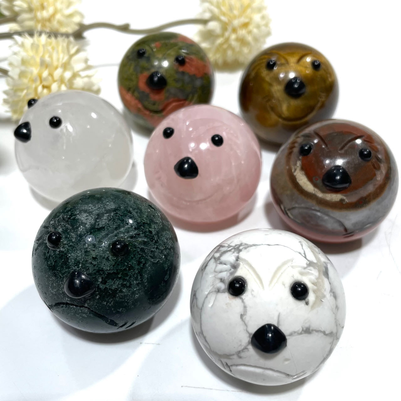 2 Counts Pleasure Anger Sorrow Joy Crystal Ball Clear Quartz Rose Quartz Tiger Eyes Unakite Ocean Jasper Healing Stone Home Decoration From IG Crystal
