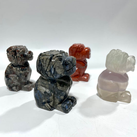 2 Counts Different Materials Lion Crystal Carvings 3 Inches Red Jasper Yooperlite Que Sera Fluorite Healing Stone Home Decoration From IG Crystal