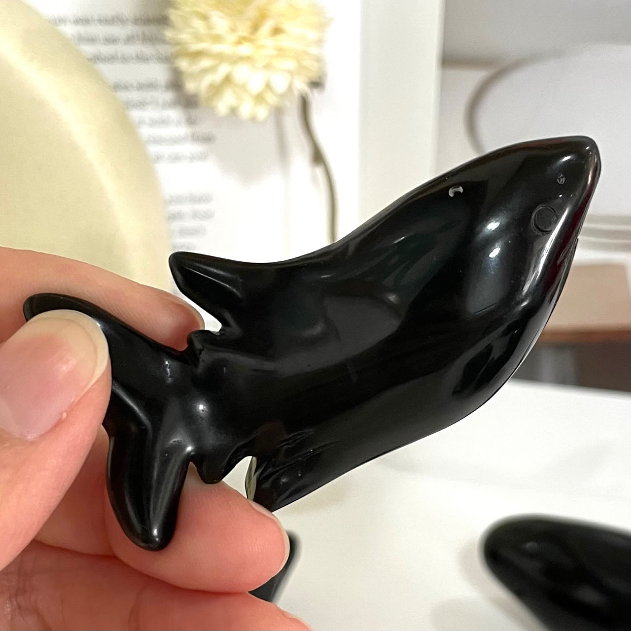 Obsidian Animals Crystal Dolphin Fish Shark Seal Frog Owl Bird Dog Healing Stone Home Decoration From IG Crystal