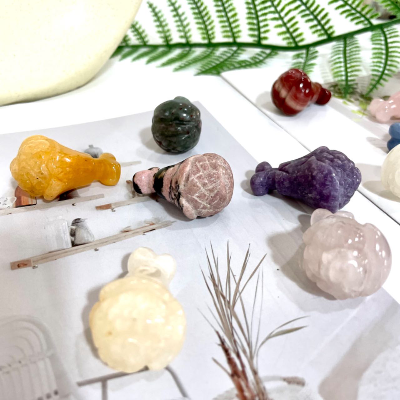 IG Crystal 8 Counts Different Material Chicken Leg Crystal Rose Quartz Clear Quartz Kiwi Jasper Sodalite Amethyst Opalite Unakite Healing Crystal
