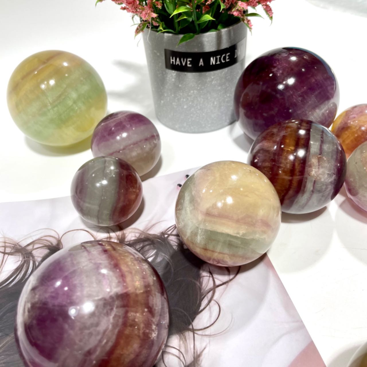 Candy Fluorite Balls 4~7CM Large Crystals Sphere Decorative Ball Meditation Witchcraft Healing Stone Home Decoration From IG Crystal