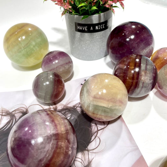 Candy Fluorite Balls 4~7CM Large Crystals Sphere Decorative Ball Meditation Witchcraft Healing Stone Home Decoration From IG Crystal