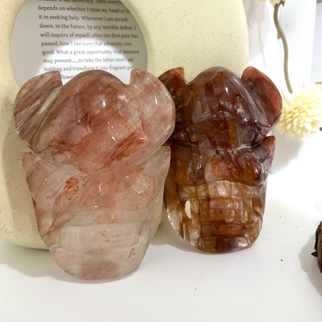 1PCS Fire Quartz Mask Crystal Healing Stone Home Decoration From IG Crystal