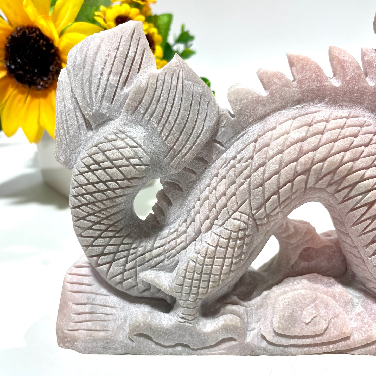 1 Count Pink Opal Dragon Crystal Carving Healing Stones Natural Stone Chakra Balancing Reiki Home Office Decor From IG Crystal
