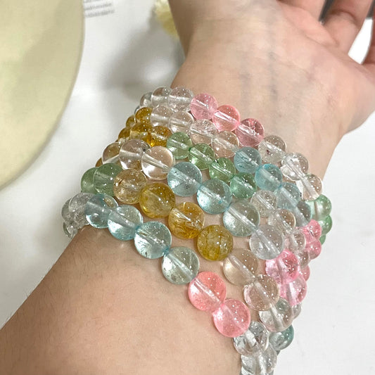 Topaz Crystal Bracelet 7mm 9mm Energy Healing Crystals Jewelry for Women DIY Bracelet From IG Crystal