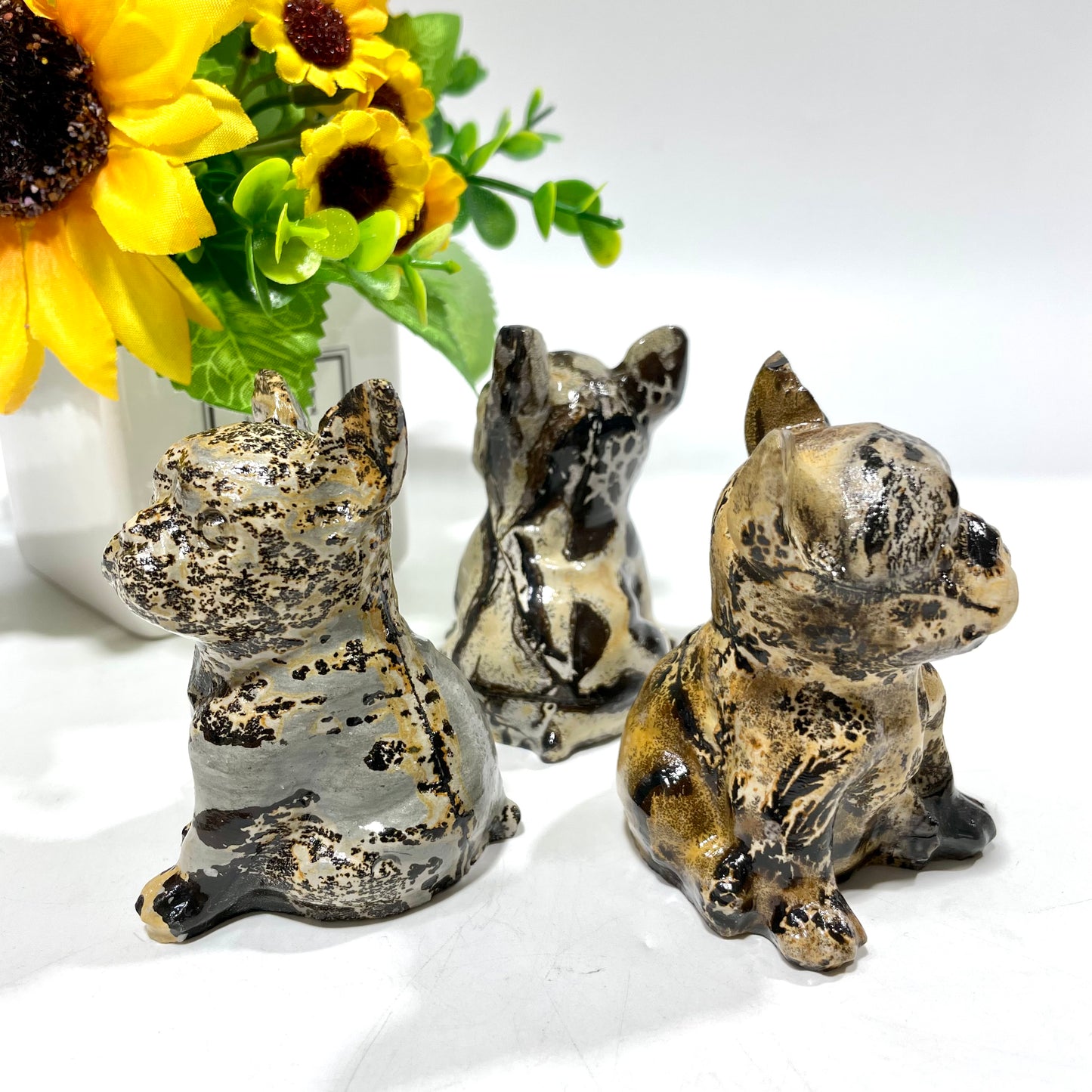 2 Counts Picture Jasper French Bulldog Crystal Carving Healing Stones Natural Stone Chakra Balancing Reiki Home Office Decor From IG Crystal