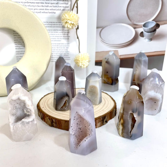 Stochastic 2~3PCS Wand Druzy Natural Raw Geode From IG Crystal
