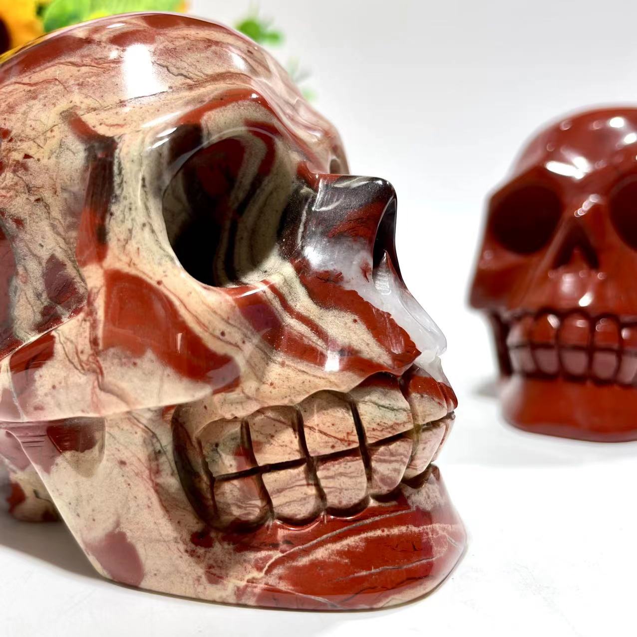 1 Count Red Jasper Skull Crystal Carving Natural Stone Gem Mining Chakra Balancing Reiki Healing Crystal Mystery Crystal Display Crystal Shopping Online Home Office Decor From IG Crystal