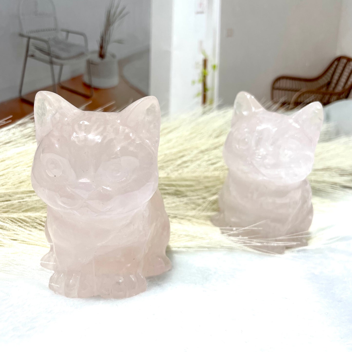 1 Count Rose Quartz Cute Cat Crystal Carving Natural Stone Gem Mining Chakra Balancing Reiki Healing Crystal Mystery Crystal Display Crystal Shopping Online Home Office Decor From IG Crystal