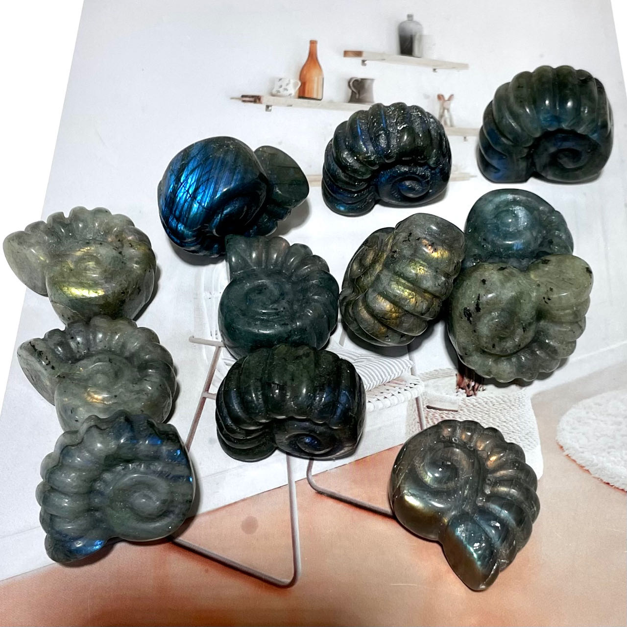 Labradorite Green Aventurine Snail Crystal 3CM 5CM Healing Crystal Home Decoration From IG Crystal
