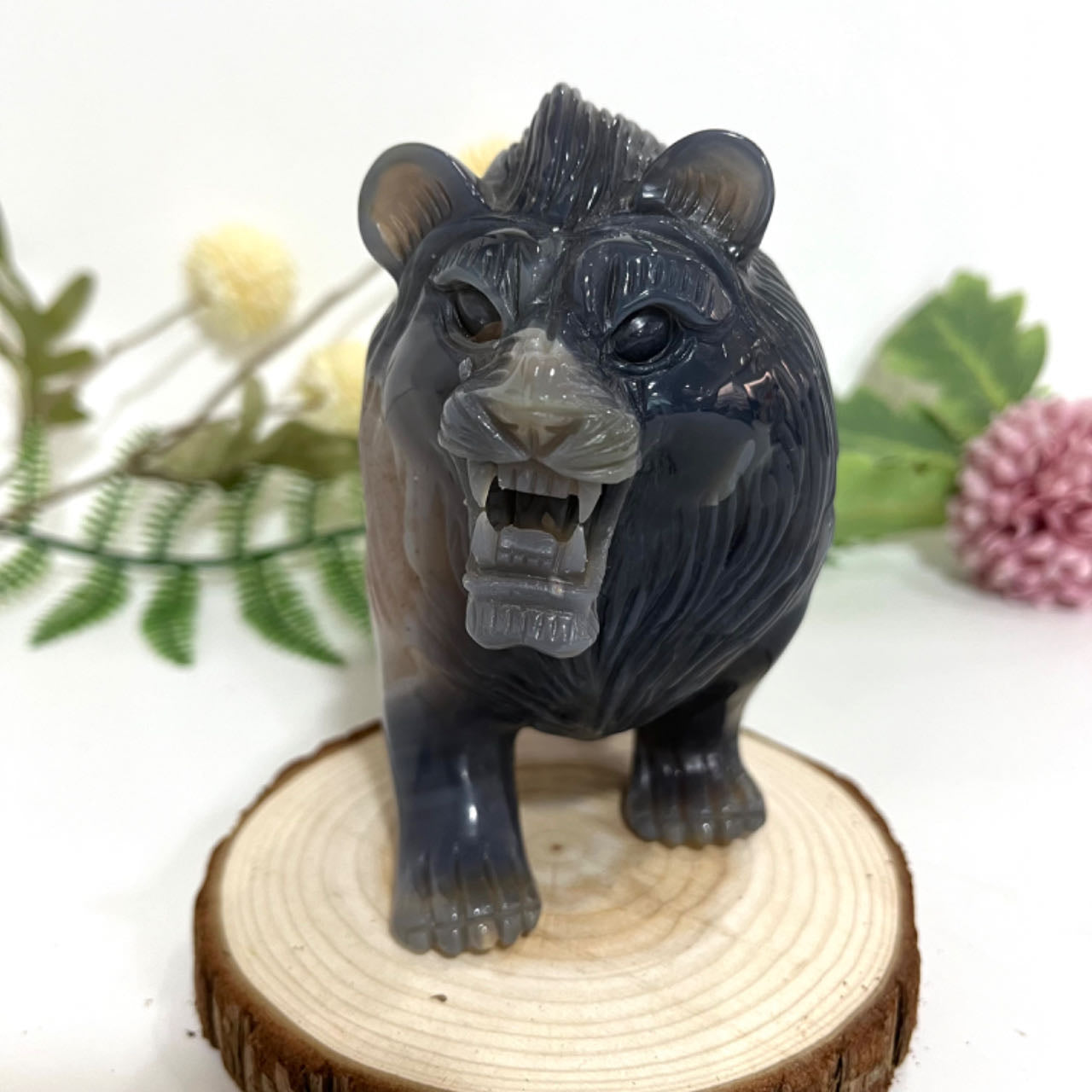 High Quality Hand-Carved Natural Crystal Lion Statue Amethyst From IG Crystal