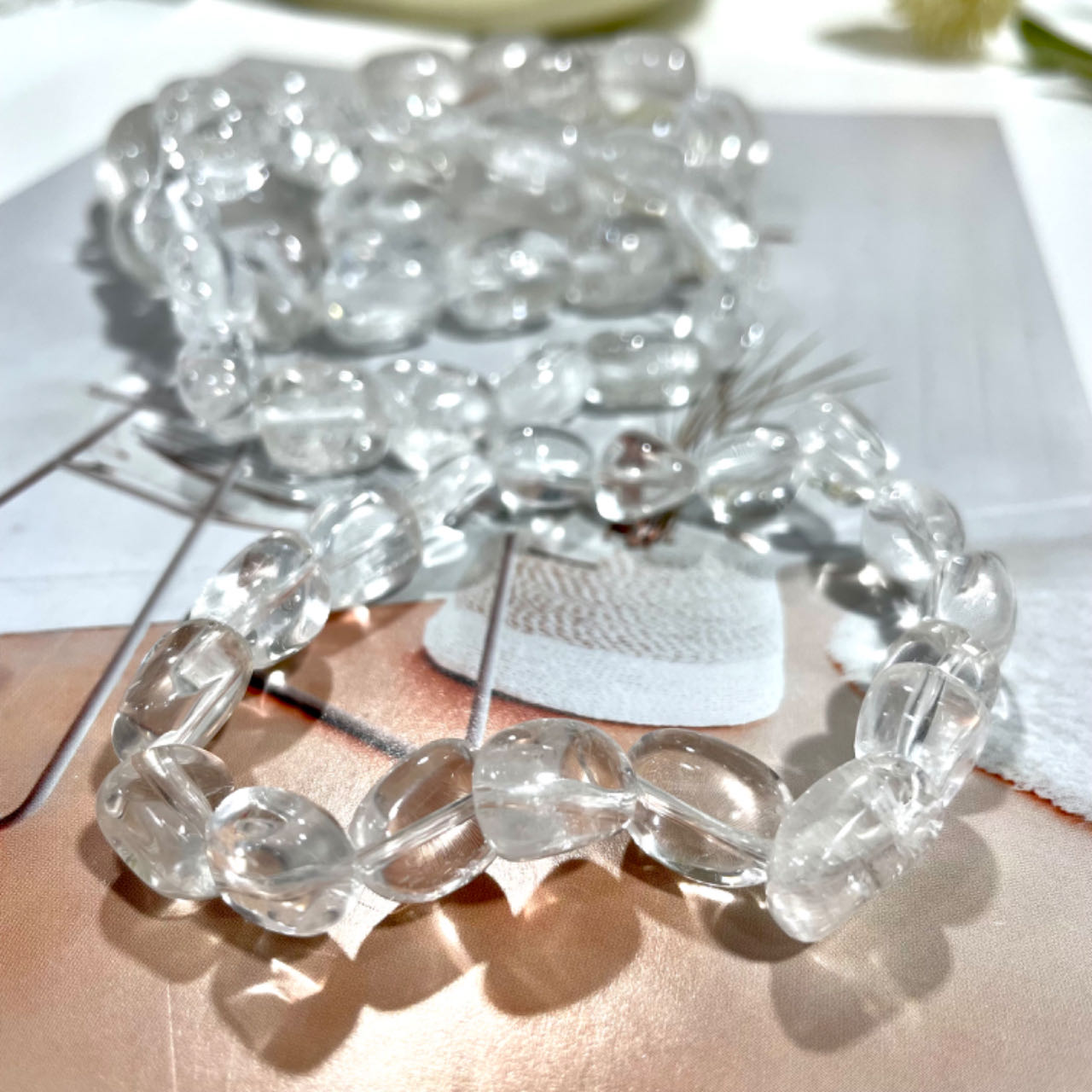 Clear Quartz Bracelet 17mm 13mm 10mm 8mm Block-shaped Irregularity Healing Crystal Home Decoration From IG Crystal