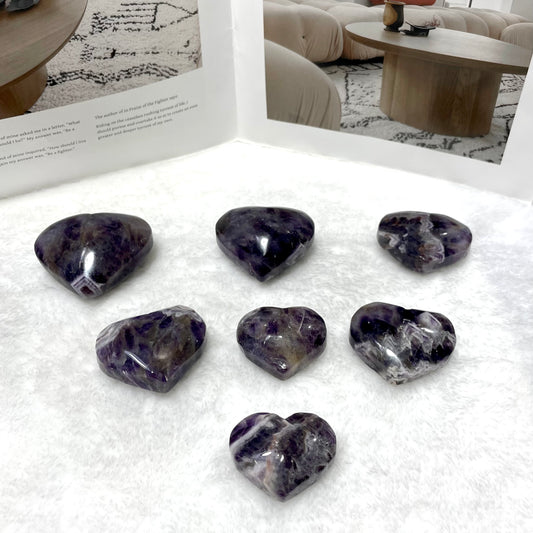 7~9 Counts 500g Amethyst Heart Stone Big Heart Shape Puff Stones Set Pocket Crystal Healing Tumble Collection Palm Worry Stone Good Luck Charm Meditation Gift Craft Home Decor From IG Crystal