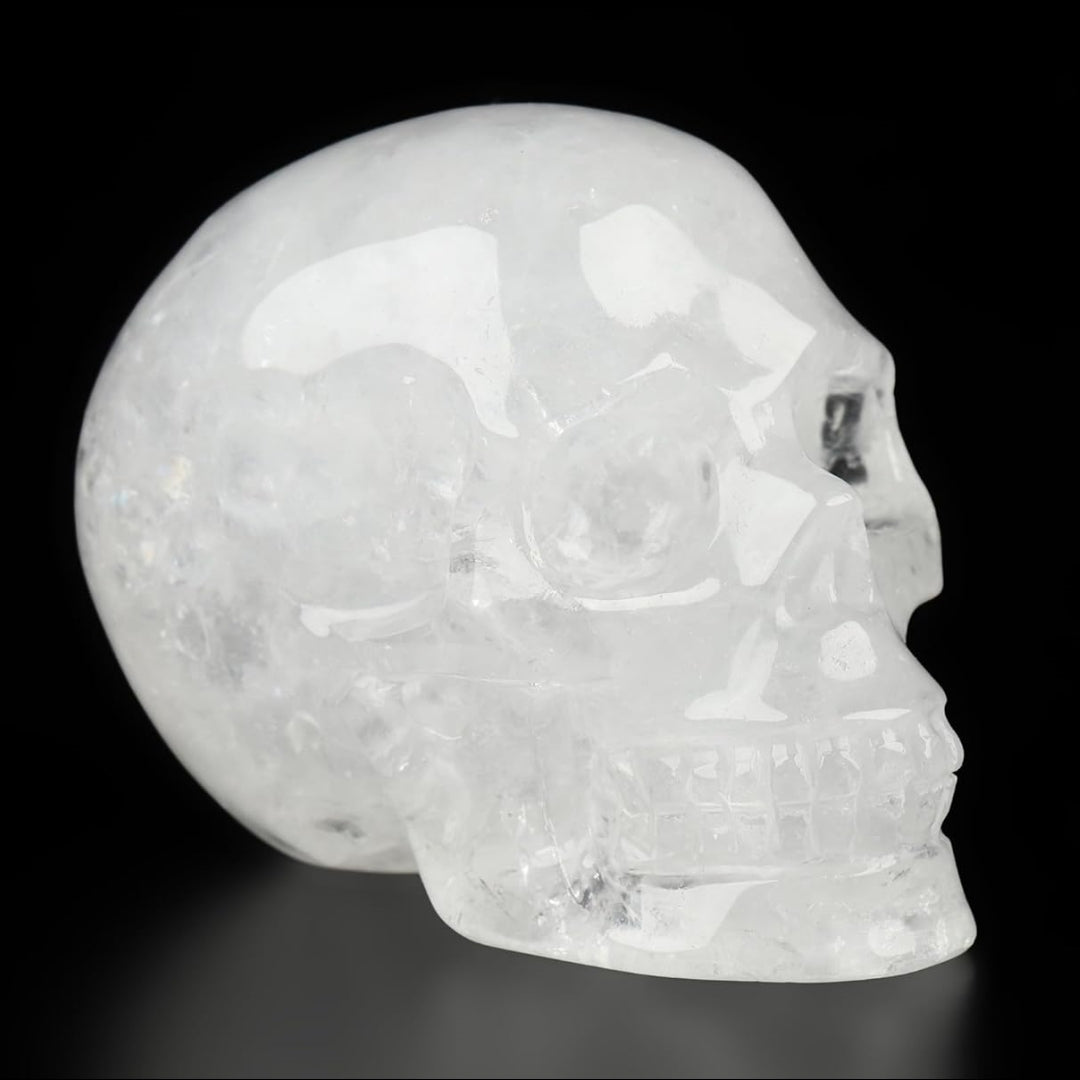 1 Count 3.5 Inches Clear Quartz Skull Crystal Carving Halloween Healing Stones Natural Stone Chakra Balancing Reiki Home Office Decor From IG Crystal