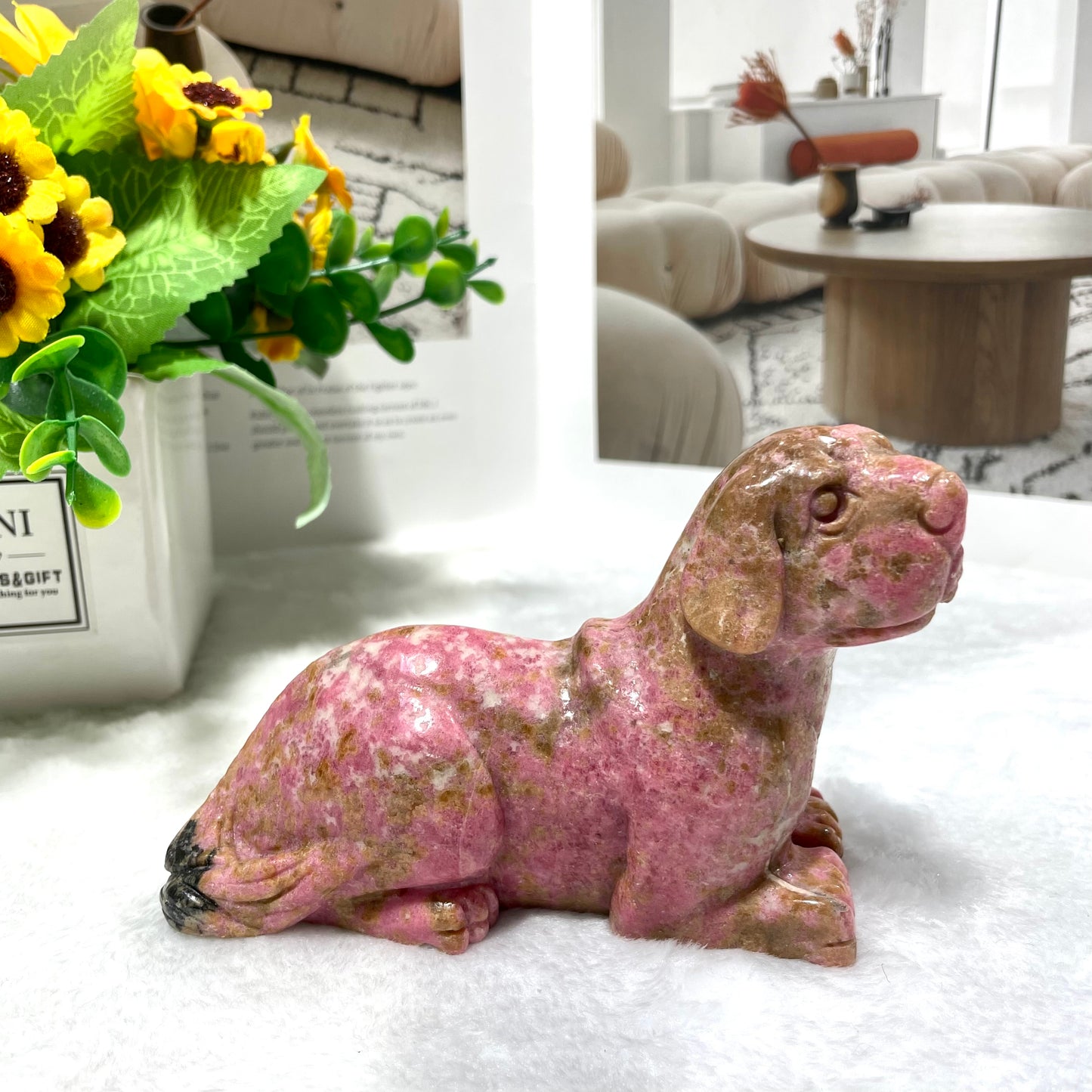 1 Count Rohdnite Animals Crystal Carvings Elephant Dog Hippo Healing Stones Natural Stone Chakra Balancing Reiki Home Office Decor From IG Crystal