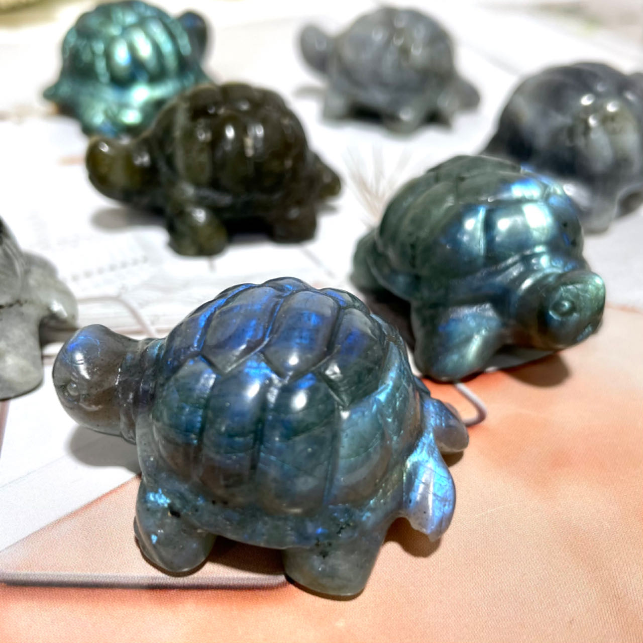 3 Counts Labradorite Tortoise Crystal Healing Crystal Home Decoration From IG Crystal