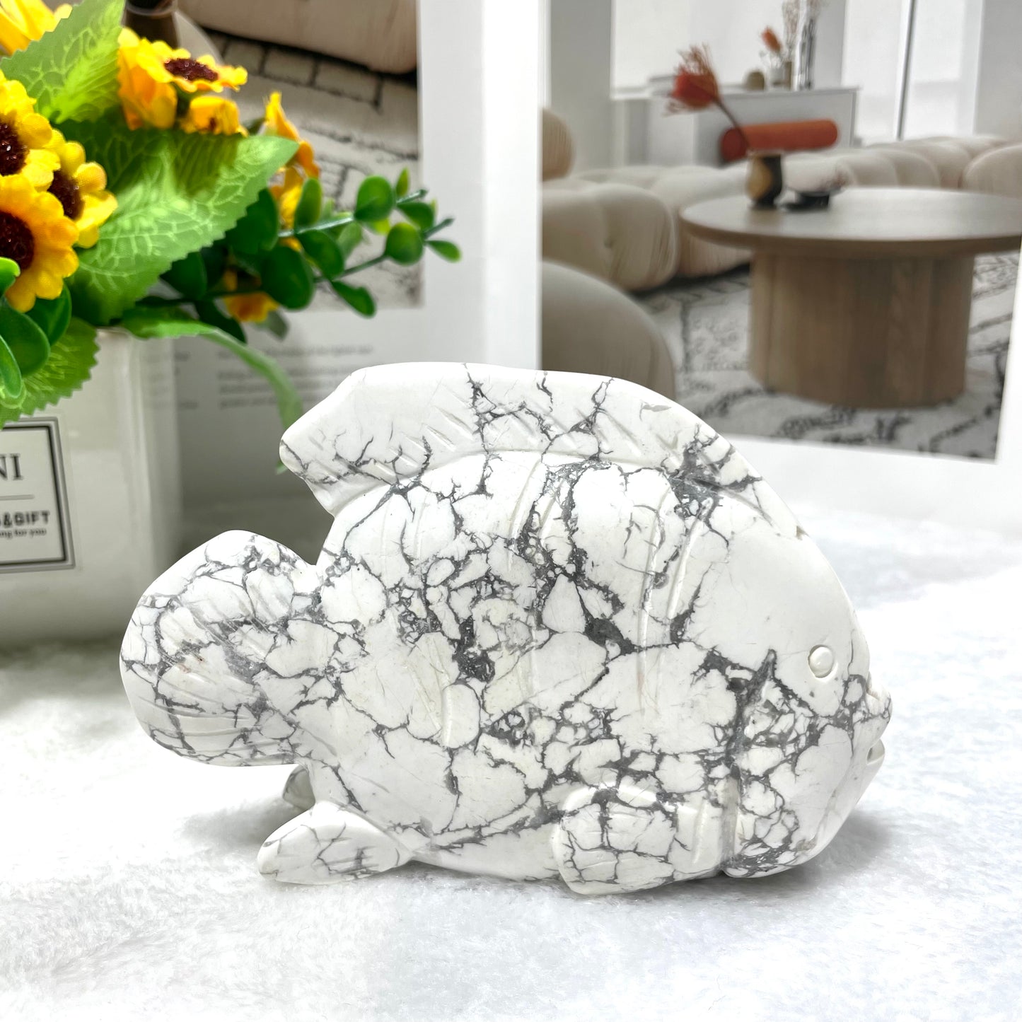 1 Count White Turquoise Animals Carving Bear Elephant Dog Fish Frog Carvings Healing Stones Natural Stone Chakra Balancing Reiki Home Office Decor From IG Crystal