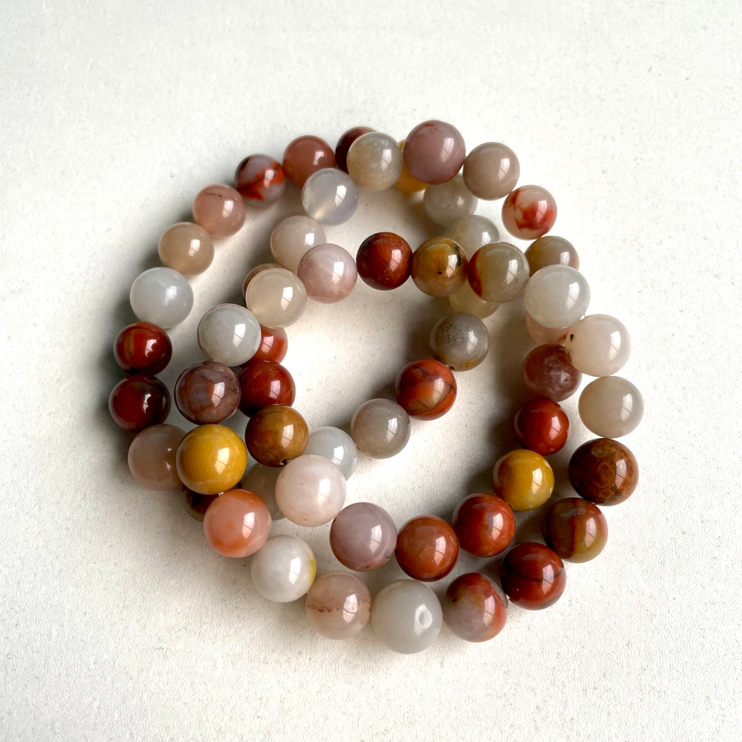 8 Counts Three-colour Jade Bracelets 9~10mm Natural Crystals Healing Crystals Bracelet for Women and Men Teens Crystal Jewelry Shop Pretty Crystals From IG Crystal