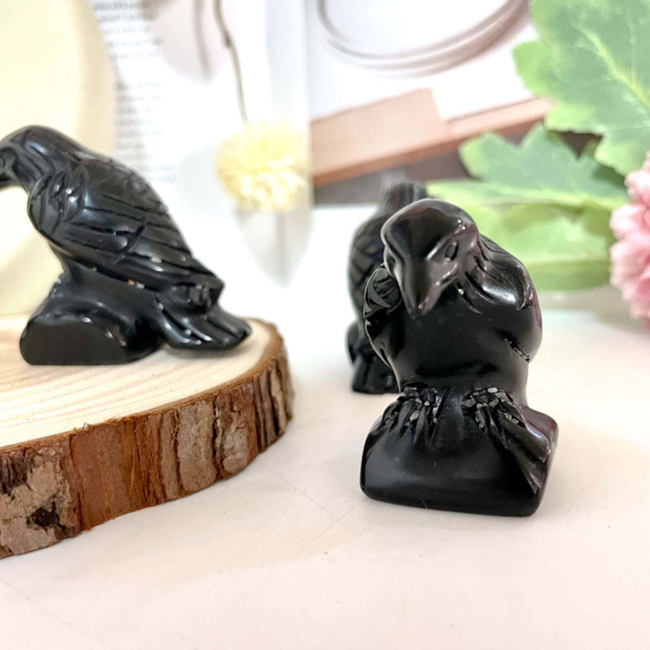 Black Obsidian Crow Crystal Healing Stone Home Decoration Stochastic 2PCS From IG Crystal