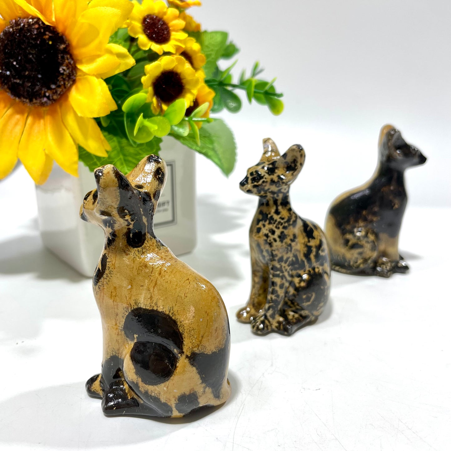 2 Counts Picture Jasper Egypt Cat Sphynx Cat Crystal Carving Healing Stones Natural Stone Chakra Balancing Reiki Home Office Decor From IG Crystal