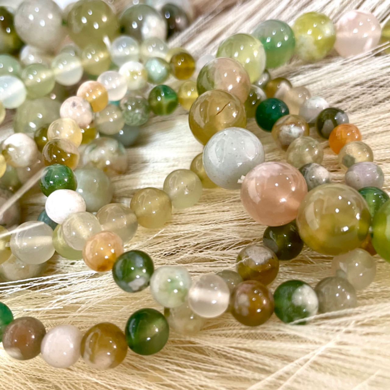 Green Flower Agate Bracelet 6~15mm Energy Healing Crystals Jewelry for Women DIY Bracelet From IG Crystal