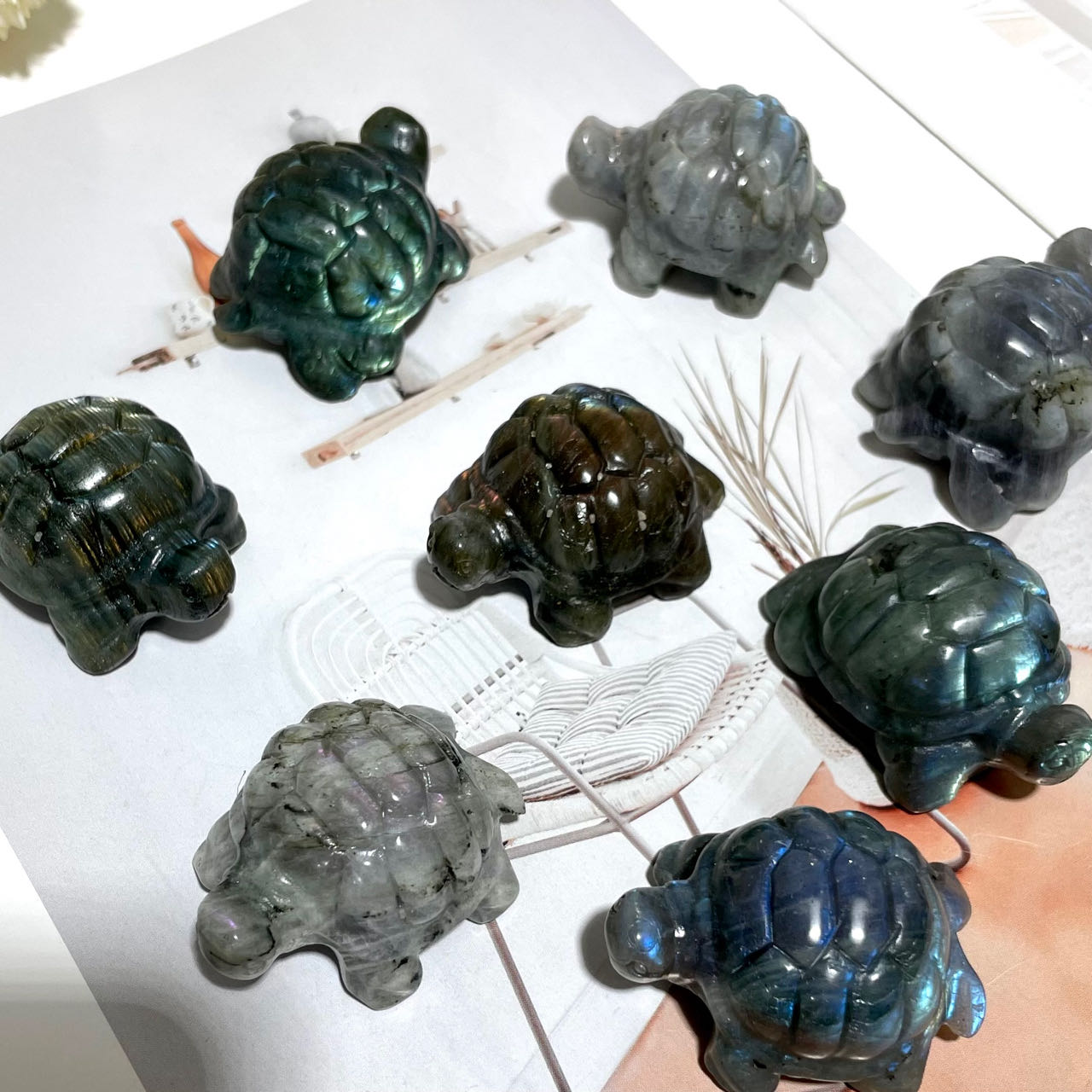 3 Counts Labradorite Tortoise Crystal Healing Crystal Home Decoration From IG Crystal