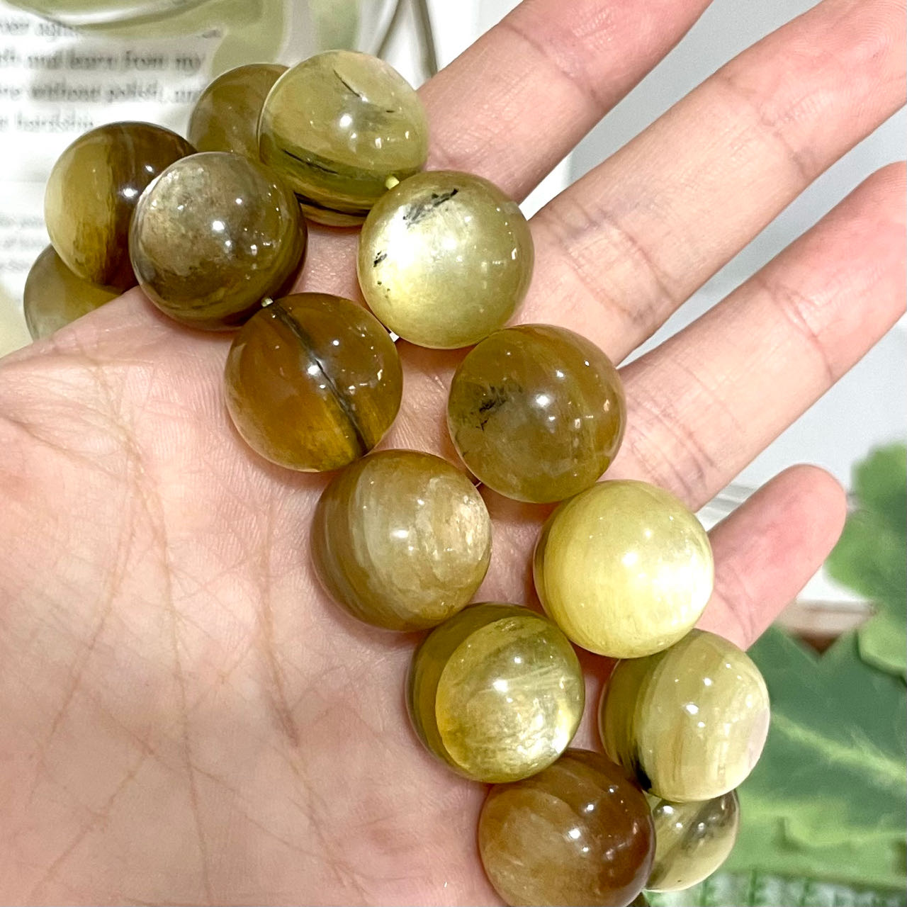 1PCS Golden Mica 17~18mm Bracelet Healing Stone From IG Crystal