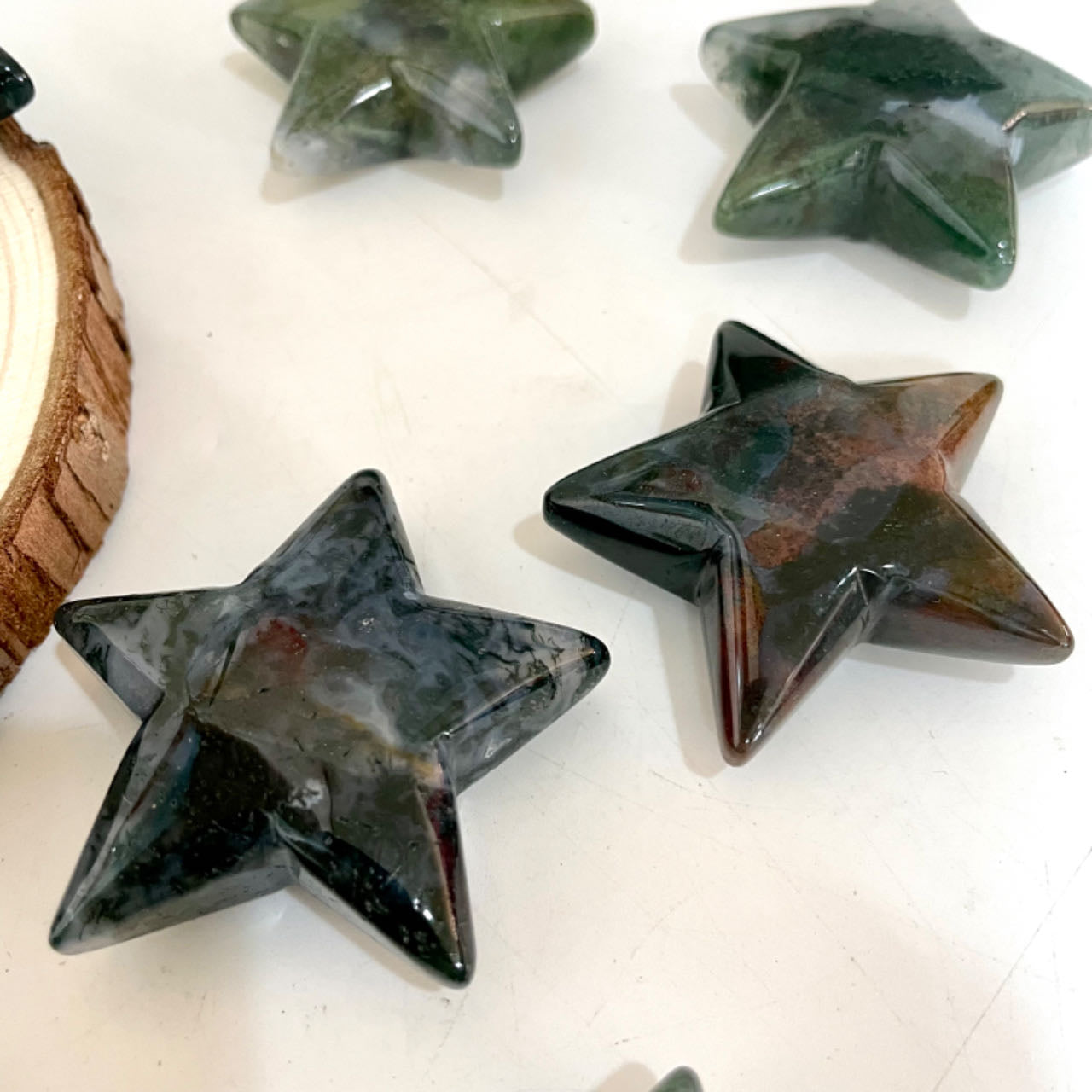 5 Counts Moss Agate Star Crystal 5cm Healing Stone Home Decoration From IG Crystal