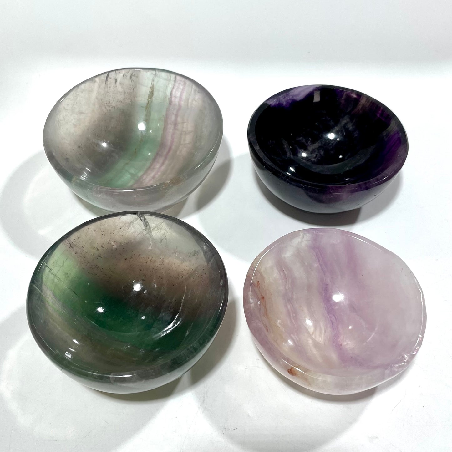 1~2 Counts Fluorite Bowl Hand Polished Gem Stone Bowls Natural Raw Crystal Decorative Dish Jewelry Storage Agate Bowl for Meditation Reiki Healing From IG Crystal