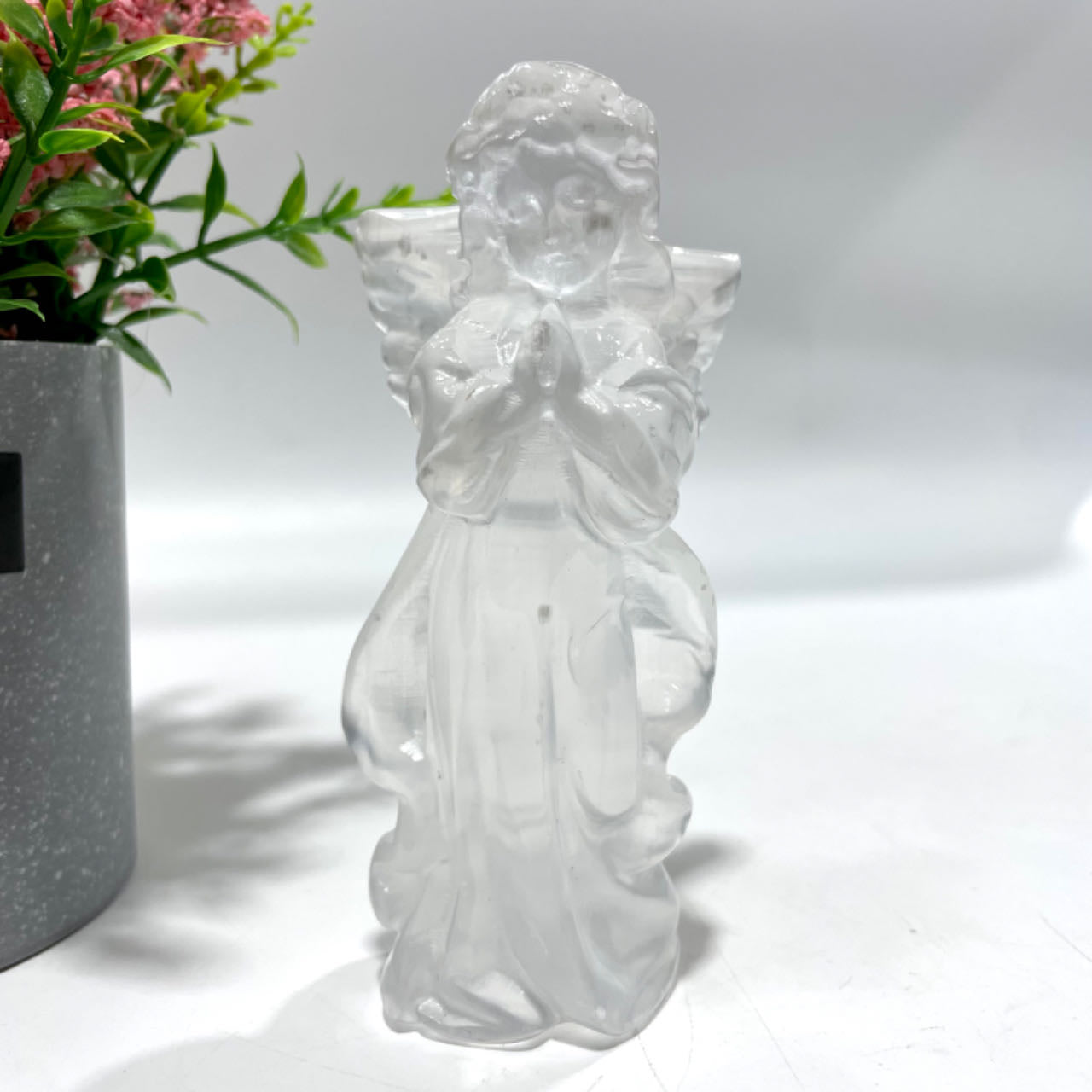 1 Count 10CM Selenite Snowman Christmas Tree Tower Bear Flower Fairy Angel Skull Crystal Natural Gemstone Semi Precious Healing Crystals Enhance Positive Energy Home Decoration From IG Crystal