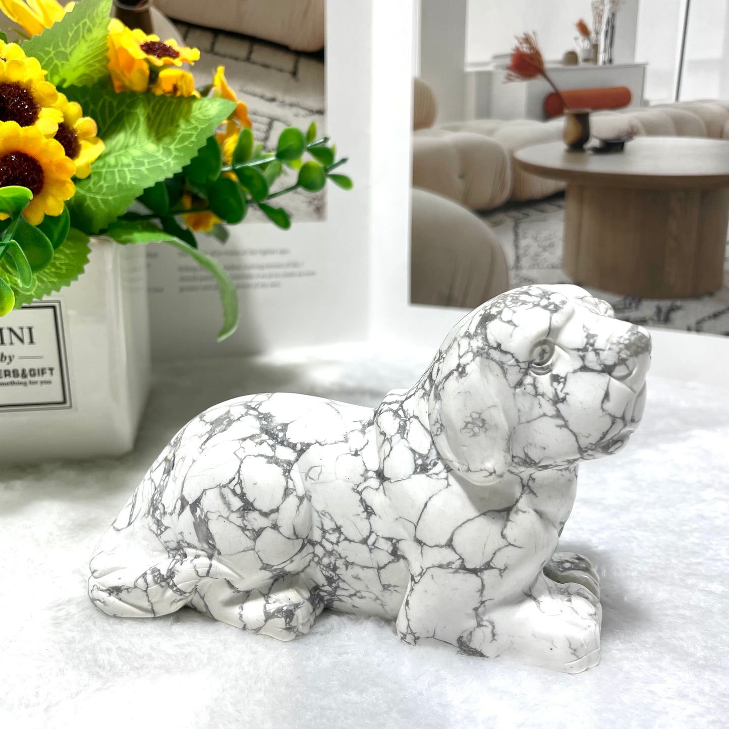 1 Count White Turquoise Animals Carving Bear Elephant Dog Fish Frog Carvings Healing Stones Natural Stone Chakra Balancing Reiki Home Office Decor From IG Crystal